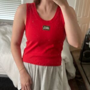 Daily Drills Ribbed Tank in Red